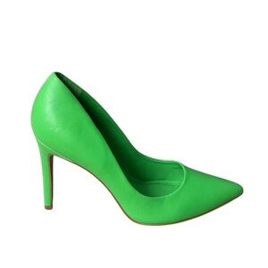L’INTERVALLE Leather Pointy Toe Pumps High Heels Y2K Green 7